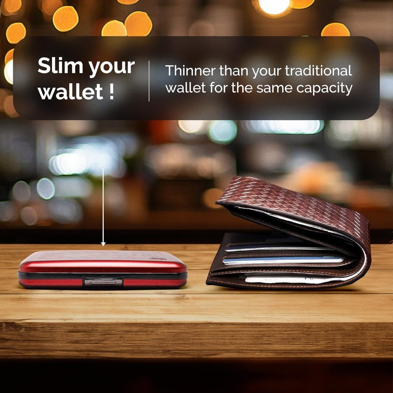ÖGON -DESIGNS- Aluminum wallet, Large capacity with metal lock, RFID Protection against fraud and demagnetization, model Smart Case OSLO Large (Engraving Bandana Red) - Image 5